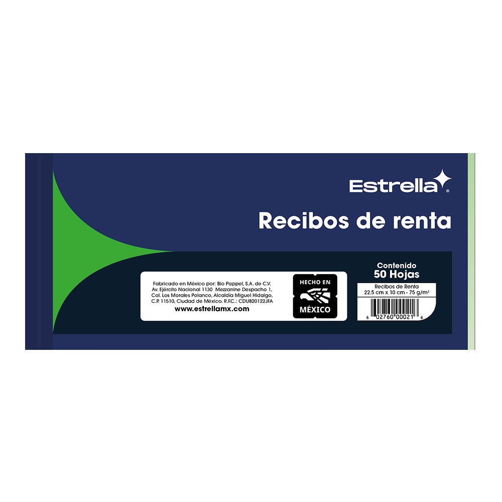 Block Engomado Recibo de Renta Estrella (50 Hojas)