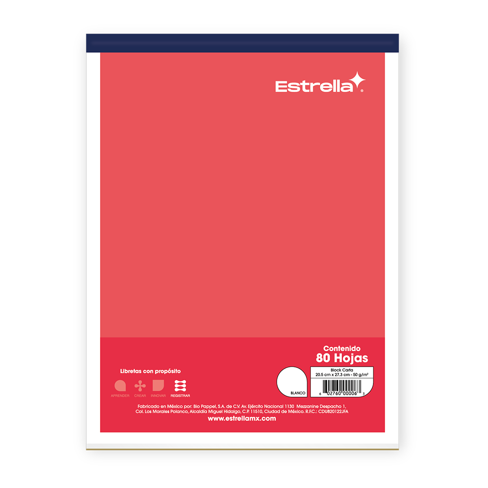 Block Pegado Carta Blanco Estrella (80 Hojas)